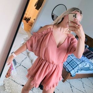 Blush Off the Shoulder Romper